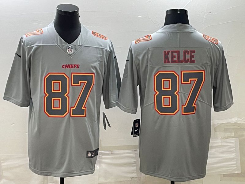 Men Kansas City Chiefs #87 Kelce Grey 2023 Nike Vapor Limited NFL Jersey